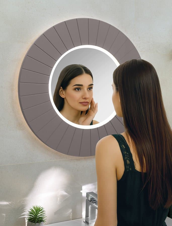 LUMIRO STRIP okrągłe lustro z oświetleniem LED w ramie średnica 75cm, agila