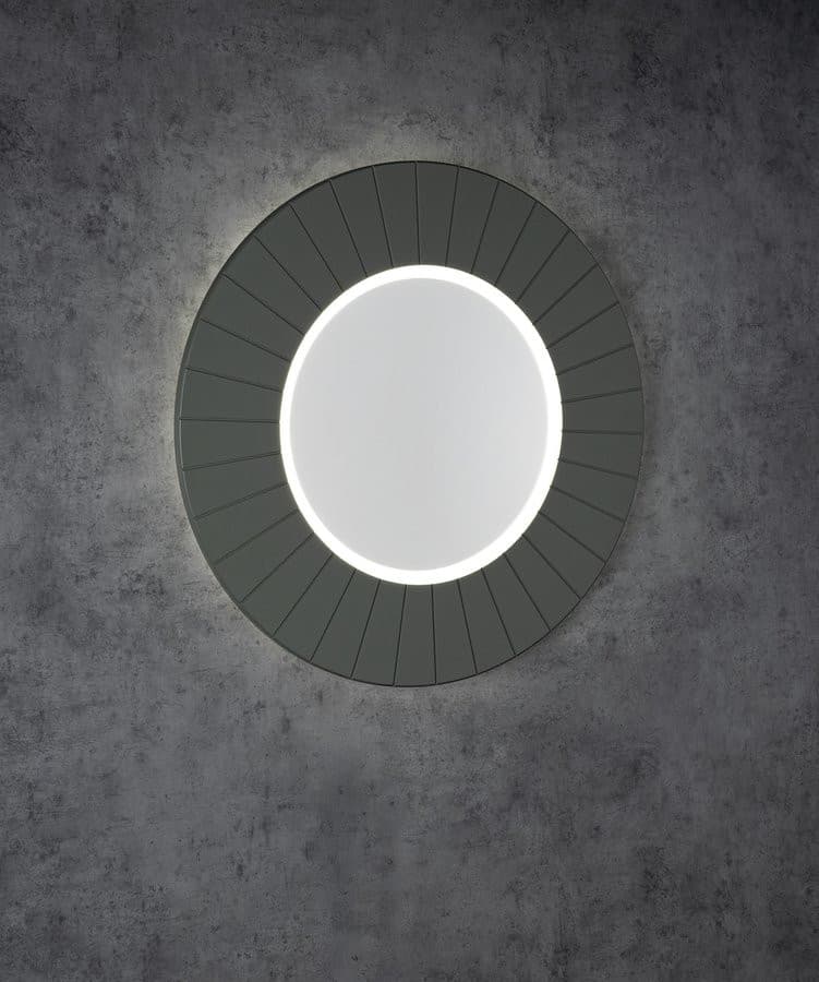 LUMIRO STRIP okrągłe lustro z oświetleniem LED w ramie średnica 75cm, verde