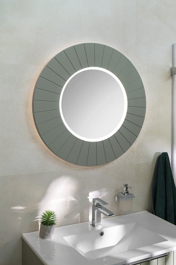 LUMIRO STRIP okrągłe lustro z oświetleniem LED w ramie średnica 75cm, verde