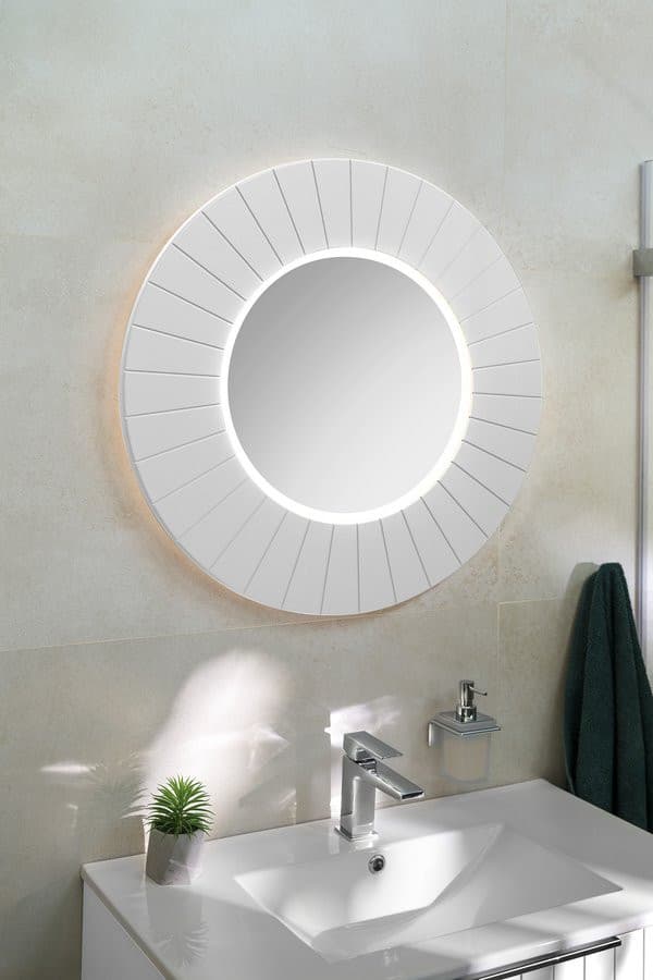 LUMIRO STRIP okrągłe lustro z oświetleniem LED w ramie średnica 90cm, biały mat
