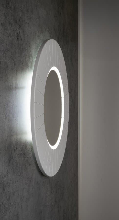 LUMIRO STRIP okrągłe lustro z oświetleniem LED w ramie średnica 90cm, biały mat