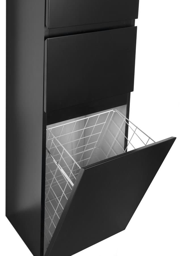 ALTAIR słupek wysoki z koszem na bieliznę 40x184x31cm, czarny mat, lewy