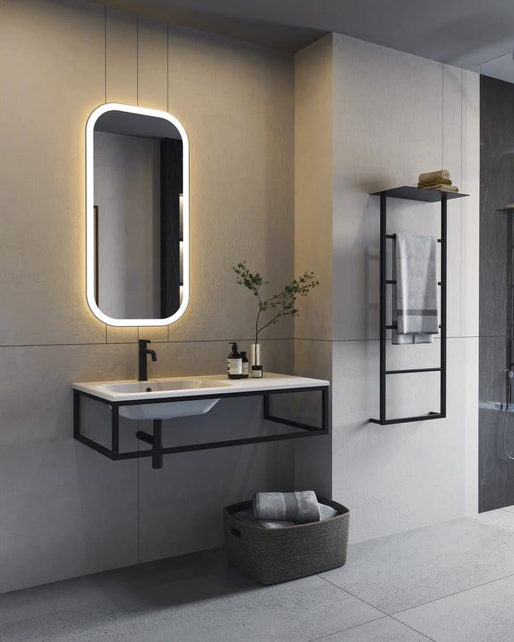 SKA konsola pod umywalkę/blat, 119,7x22x51cm, czarny mat