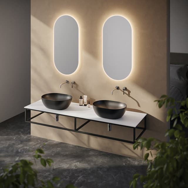 SKA konsola pod umywalkę/blat, 160x22x51cm, czarny mat