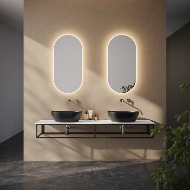 SKA konsola pod umywalkę/blat, 180x22x51cm, czarny mat