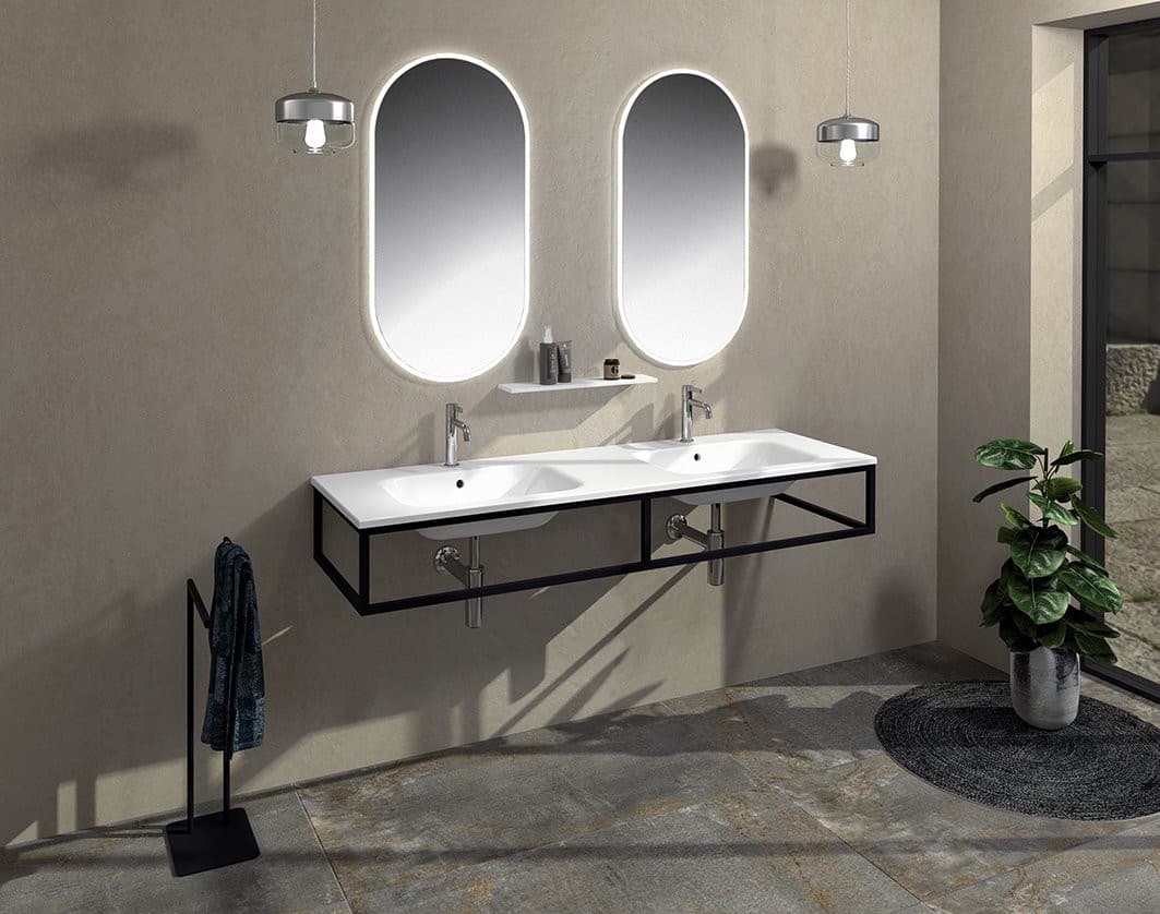 SKA konsola pod umywalkę/blat, 180x22x51cm, czarny mat