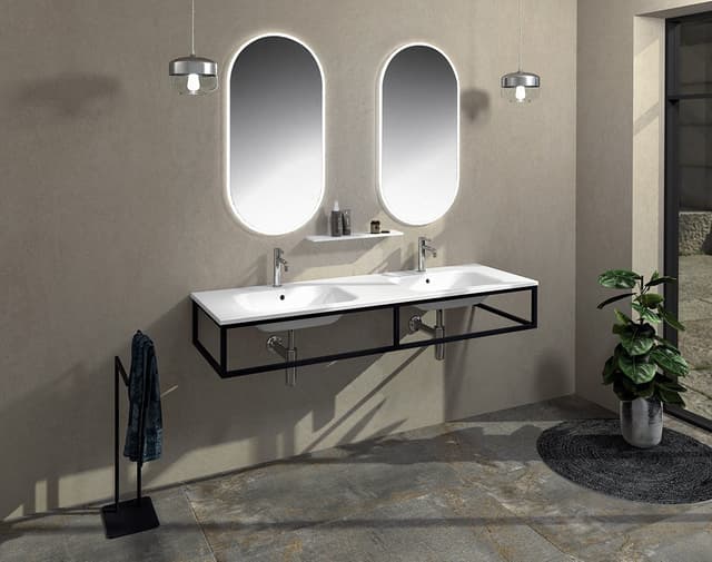 SKA konsola pod umywalkę/blat, 180x22x51cm, czarny mat