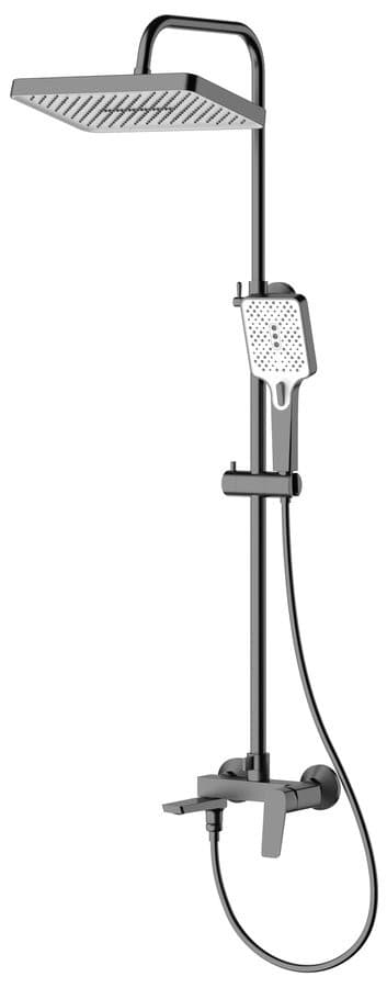 FLERY zestaw prysznicowy z baterią dźwigniową, gun metal