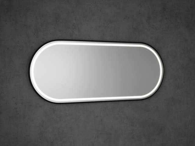 KAIRA lustro owalne z oświetleniem LED 50x120cm, czarny mat