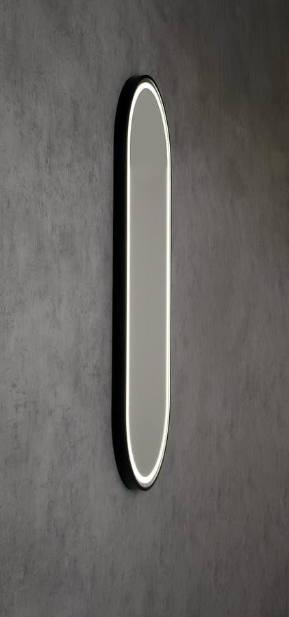 KAIRA lustro owalne z oświetleniem LED 50x120cm, czarny mat