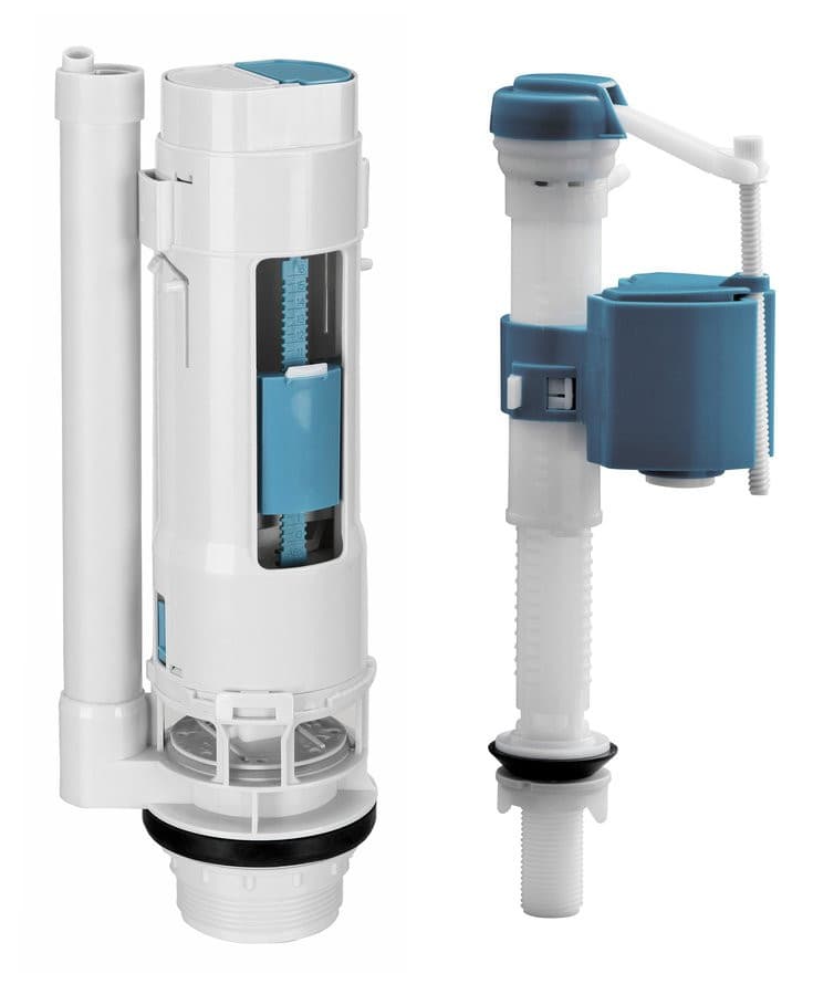 Zestaw spłukujący z podwójnym przyciskiem 49mm, dolny dopływ 1/2", chrom