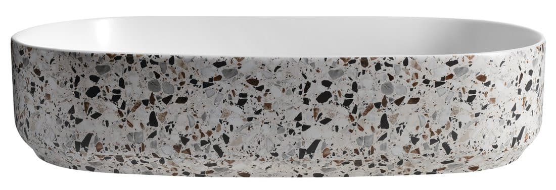 INFINITY OVAL umywalka ceramiczna nablatowa, 55x36cm, terrazzo