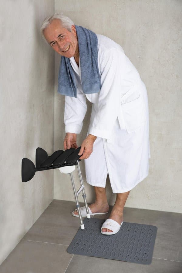 HANDICAP siedzisko prysznicowe, składane z podporą, 38x36cm, czarny