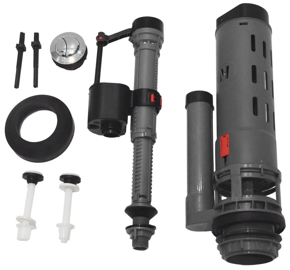 Mechanizm spłukujący z przyciskiem DUAL 49 mm, napełnianie od dołu 1/2", chrom