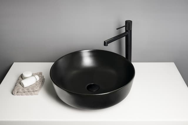 RONDEA umywalka ceramiczna nablatowa średnica 41cm, czarny mat