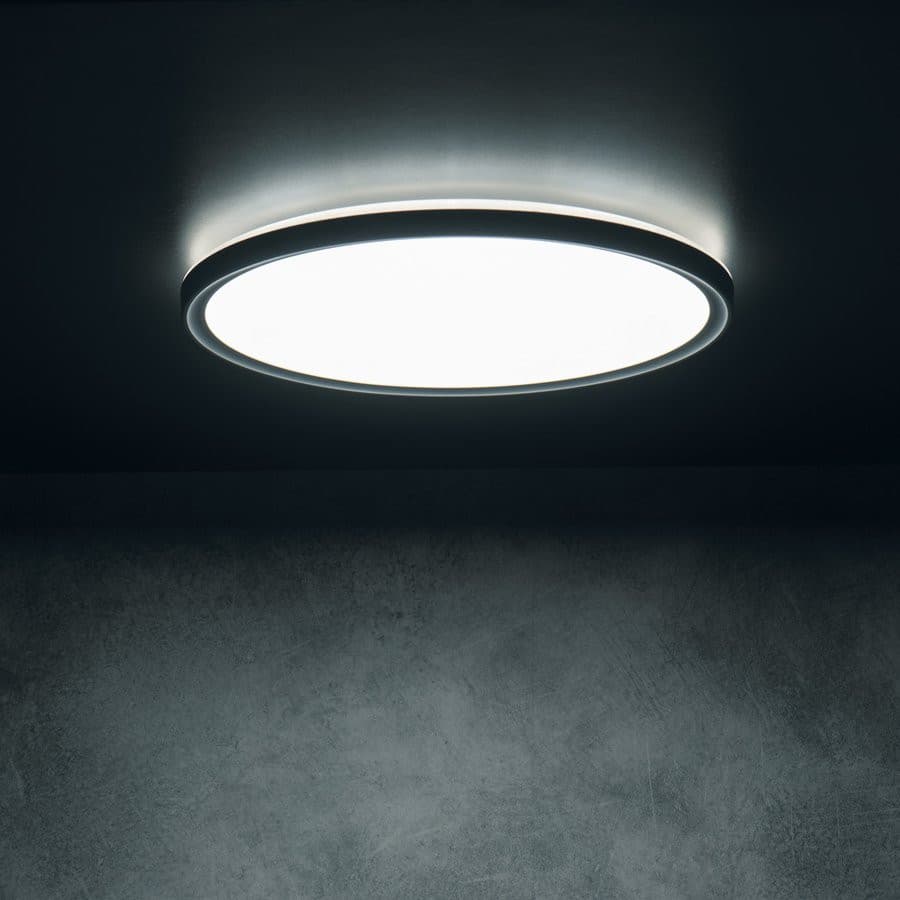 AZPO lampa sufitowa LED, średnica 225mm, 11,8W, 3000/4000/6000K, IP54, czarny mat