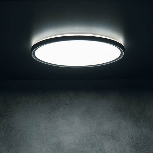 AZPO lampa sufitowa LED, średnica 420mm, 22W, 3000/4000/6000K, IP54, czarny mat