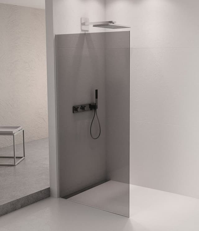 ARCHITEX zestaw do mocowania szkła podłoga-ściana-suft z listwą spadkową, 1615x2105mm, lewy, polerowany aluminium