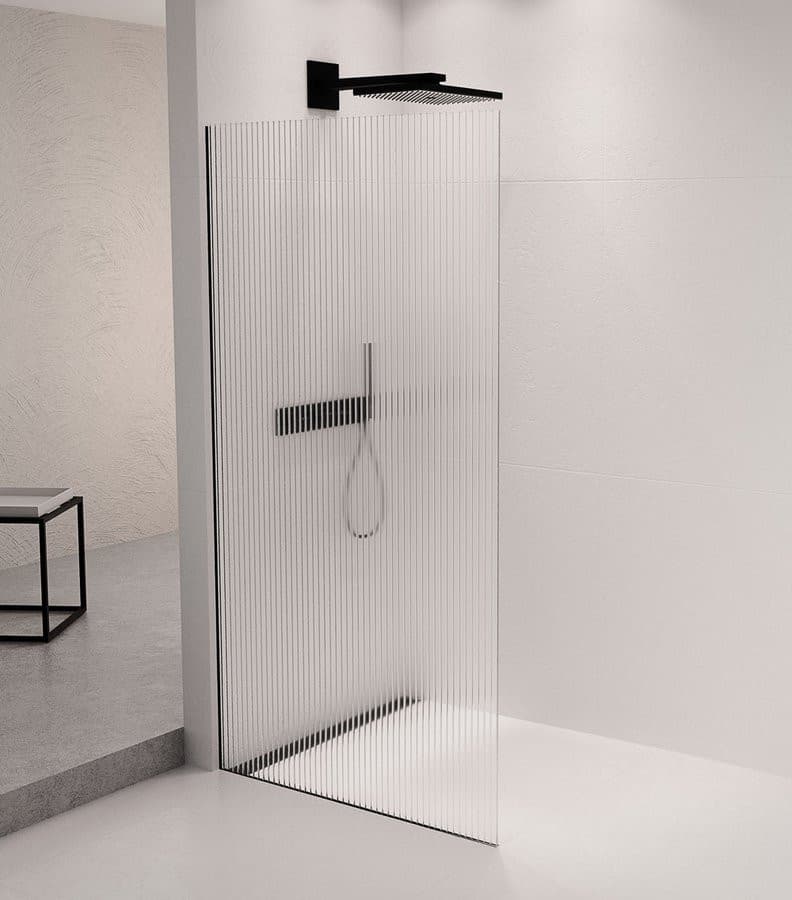 ARCHITEX zestaw do mocowania szkła podłoga-ściana z listwą spadkową, 1615x2105mm, lewy, czarny mat