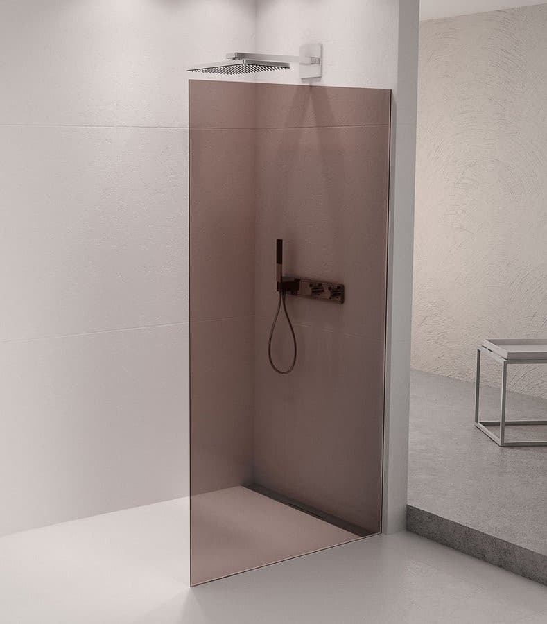 ARCHITEX zestaw do mocowania szkła podłoga-ściana-suft z listwą spadkową, 1615x2105mm, prawy, polerowany aluminium