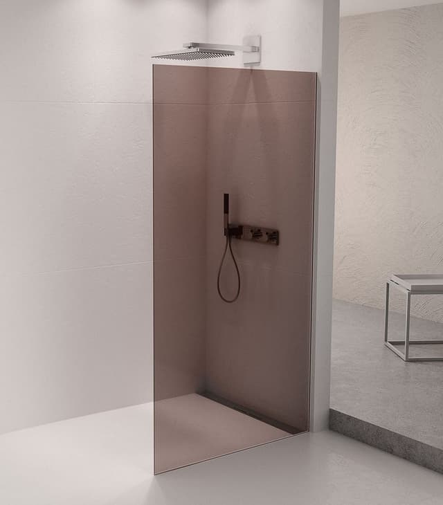 ARCHITEX zestaw do mocowania szkła podłoga-ściana-suft z listwą spadkową, 1615x2105mm, prawy, polerowany aluminium