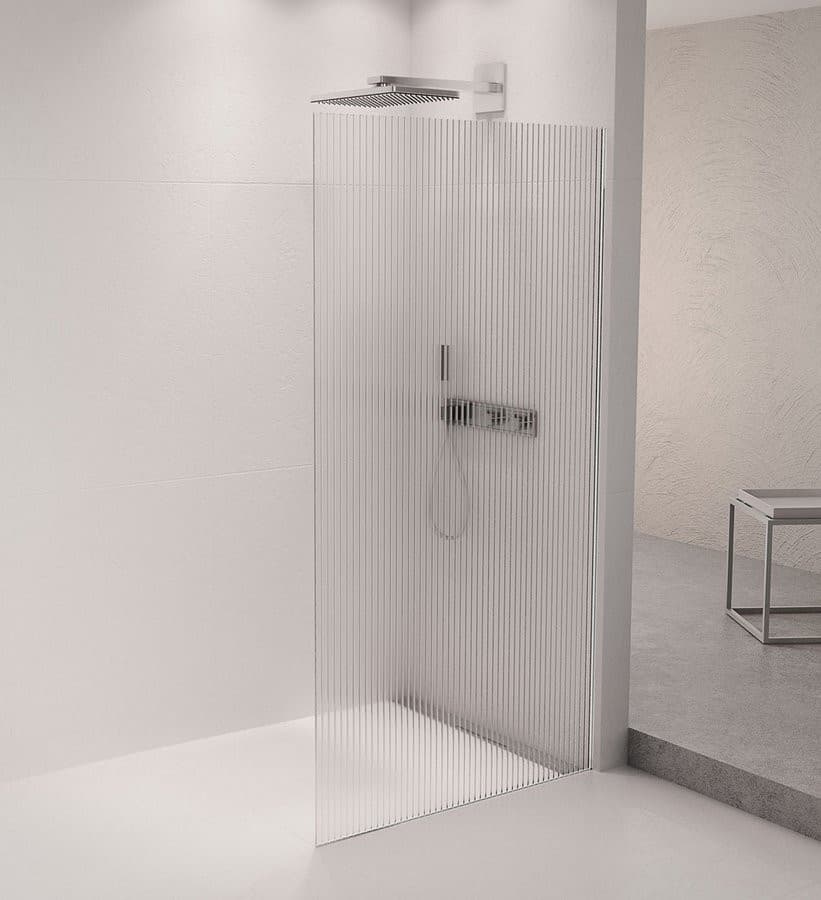 ARCHITEX zestaw do mocowania szkła podłoga-ściana-suft z listwą spadkową, 1615x2105mm, prawy, polerowany aluminium