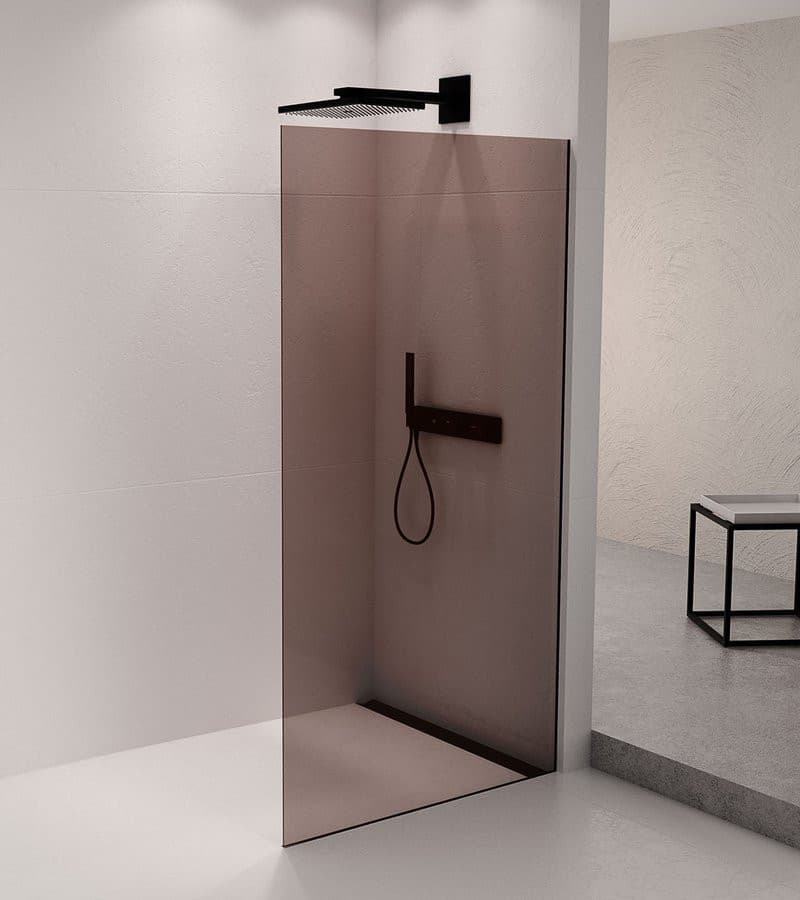 ARCHITEX zestaw do mocowania szkła podłoga-ściana z listwą spadkową, 1615x2105mm, prawy, czarny mat