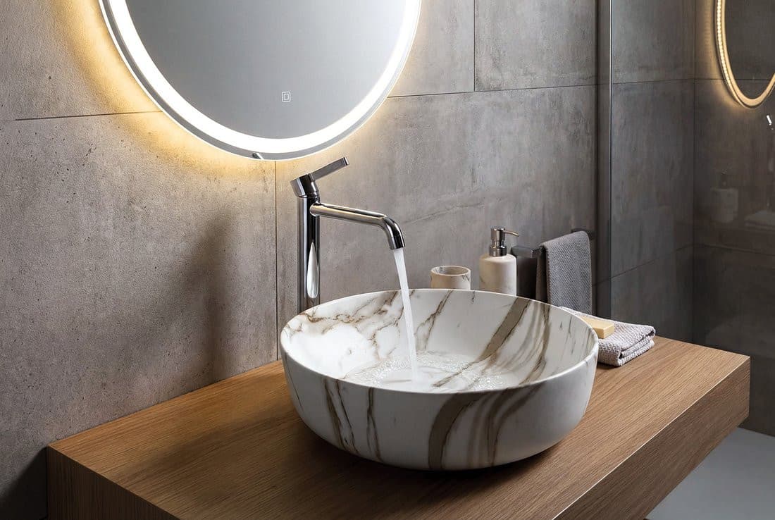 RONDEA umywalka ceramiczna nablatowa średnica 41cm, bianco carrara