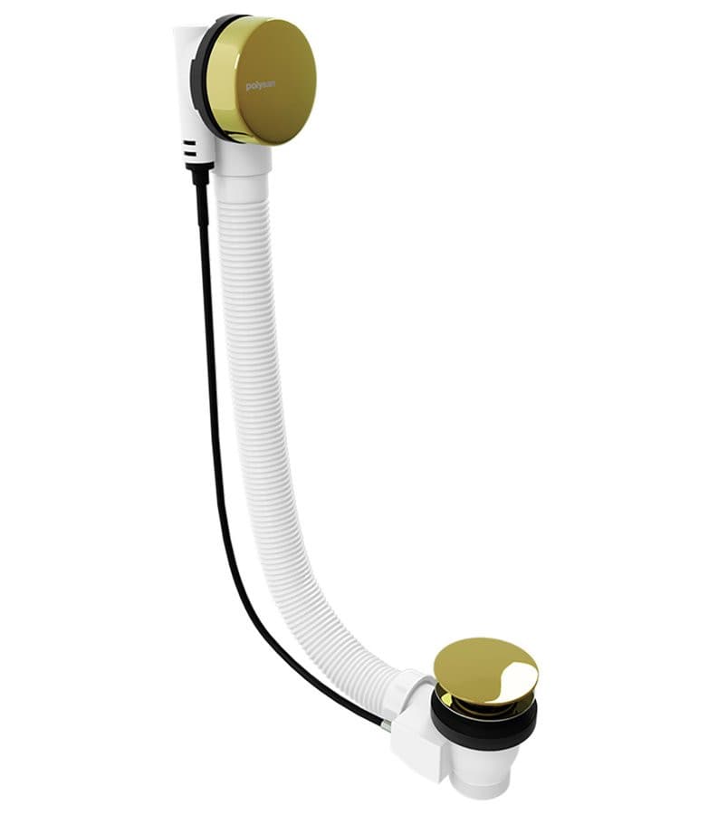 Zestaw odpływowy z korkiem automatycznym, długość 600mm, korek 72mm, czarny mat