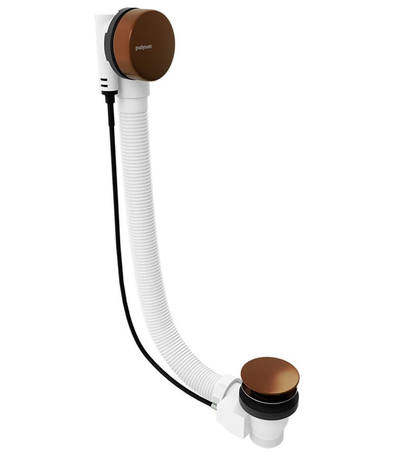 Zestaw odpływowy z korkiem automatycznym, długość 600mm, korek 72mm, czarny mat