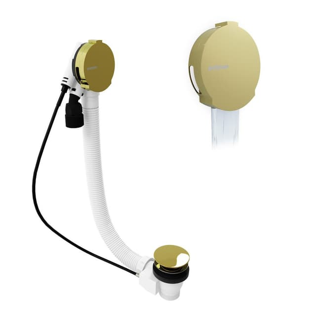 Zestaw odpływowy z napełnianiem, długość 600mm, korek automatyczny 72mm, czarny mat