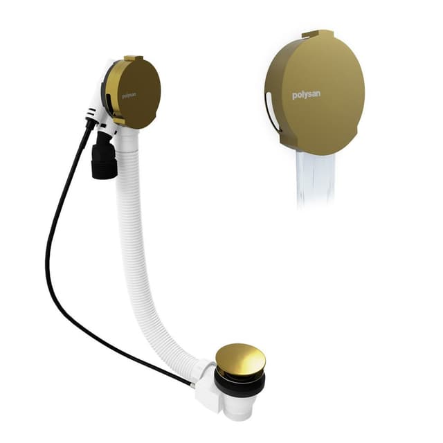 Zestaw odpływowy z napełnianiem, długość 600mm, korek automatyczny 72mm, czarny mat