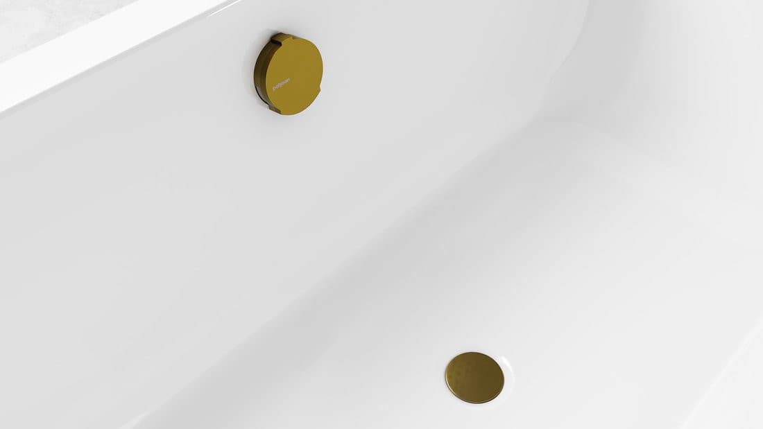 Zestaw odpływowy z napełnianiem, długość 600mm, korek automatyczny 72mm, czarny mat