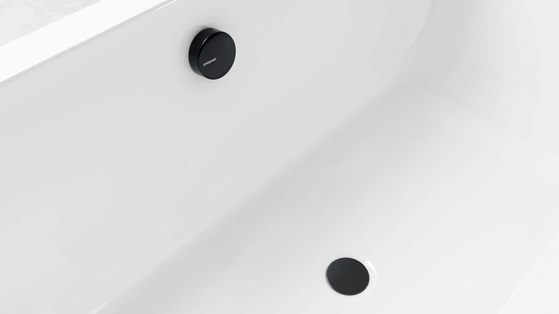 Zestaw odpływowy z korkiem automatycznym, długość 800mm, korek 72mm, czarny mat