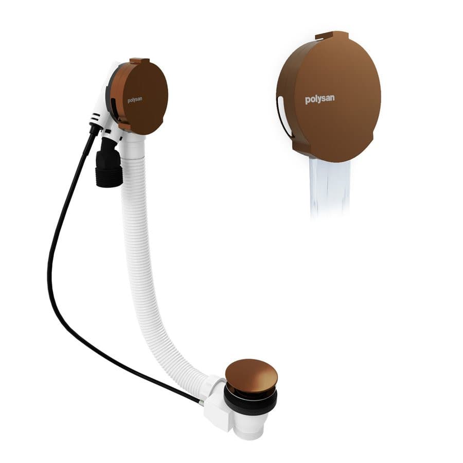 Zestaw odpływowy z napełnianiem, długość 800mm, korek automatyczny 72mm, czarny mat