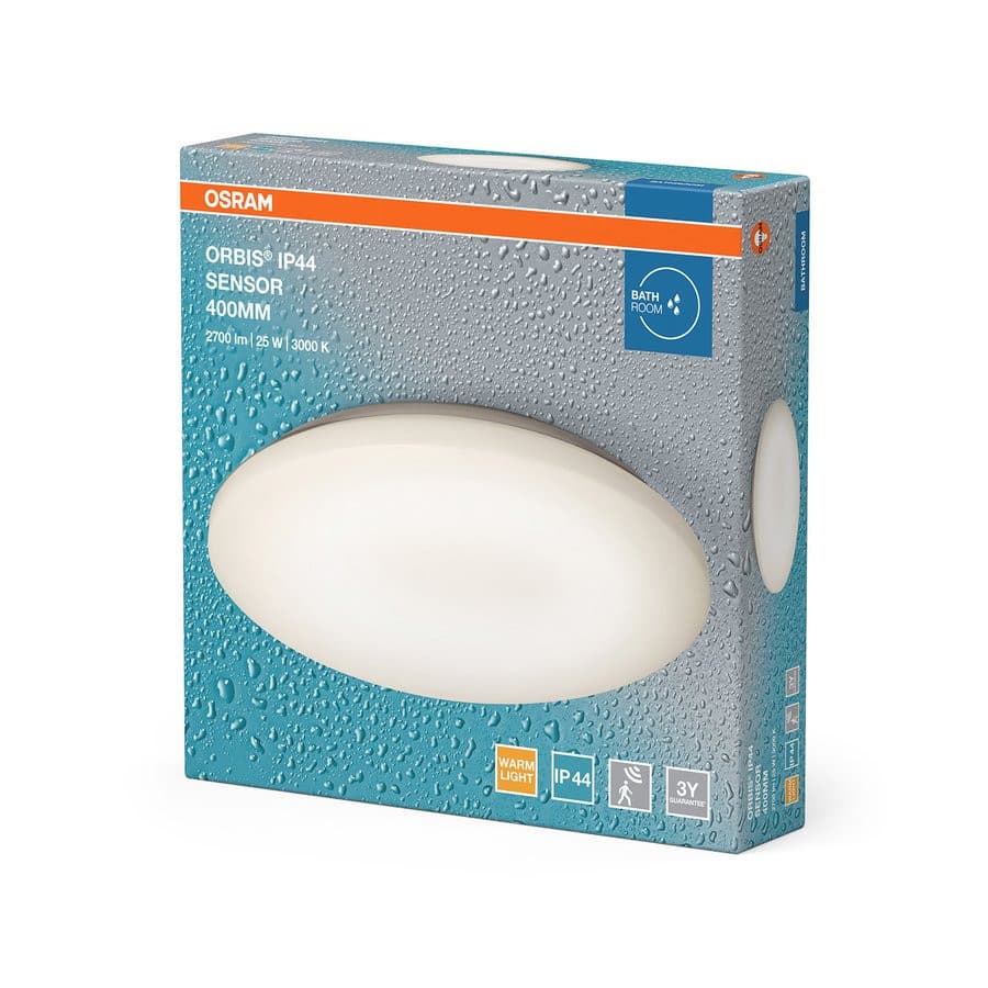ORBIS lampa sufitowa łazienkowa, ø 400mm, czujnik bezdotykowy, OSRAM,2700lm, 25W, IP44