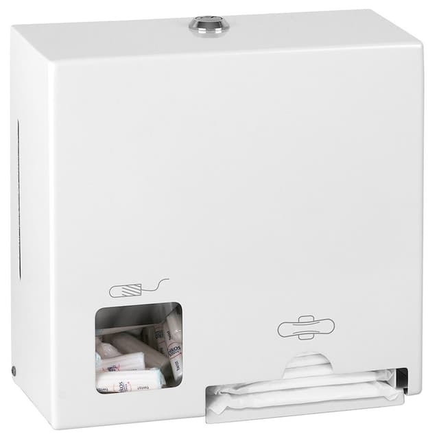 Dozownik tamponów i wkładek higienicznych, stal nierdzewna, biały