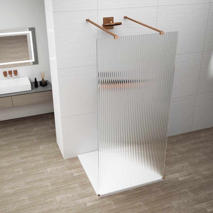 ESCA COPPER MATT jednoczęściowa kabina przysznicowa Walk-In, szklo Flute, 1200 mm