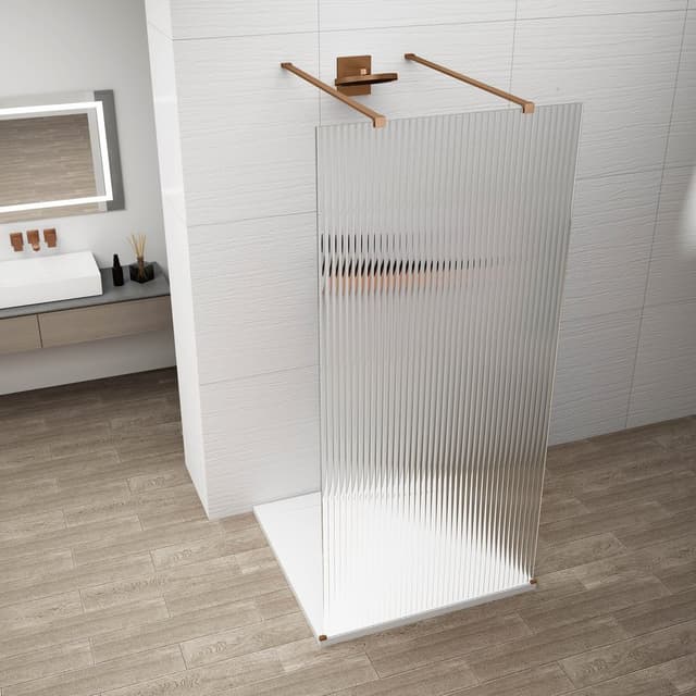 ESCA COPPER MATT jednoczęściowa kabina przysznicowa Walk-In, szklo Flute, 1200 mm