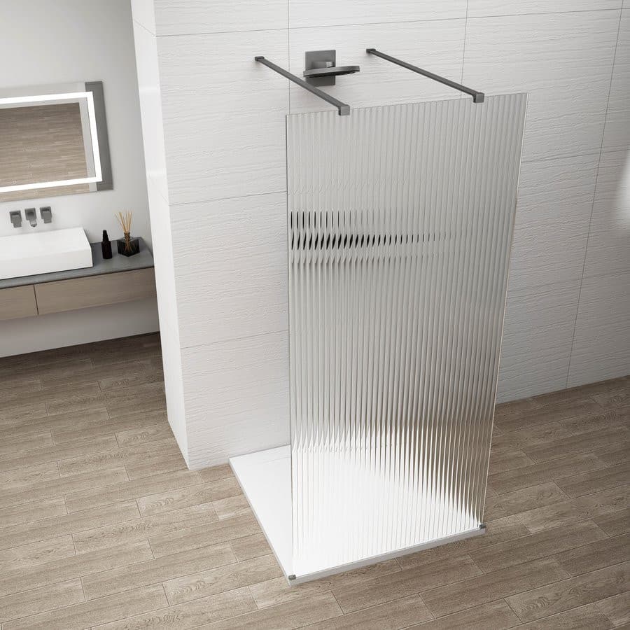 ESCA GUN METAL jednoczęściowa kabina przysznicowa Walk-In, szklo Flute, 1100 mm