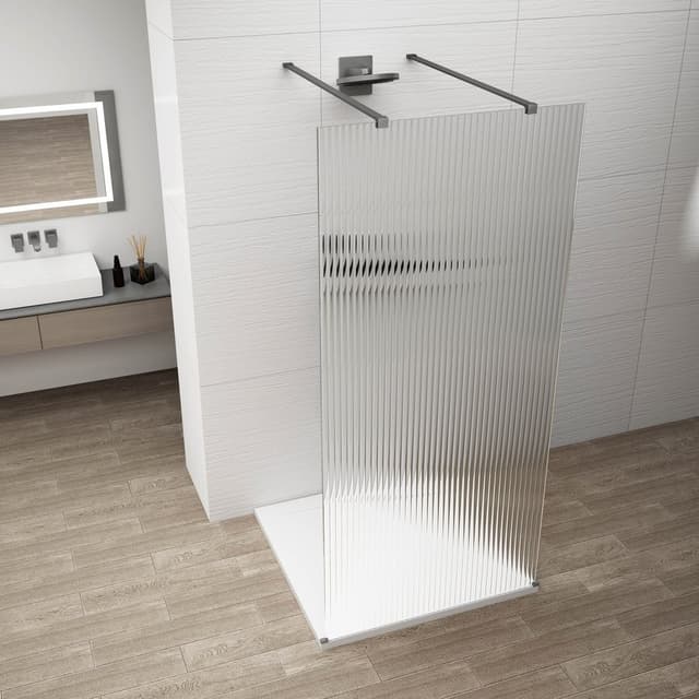 ESCA GUN METAL jednoczęściowa kabina przysznicowa Walk-In, szklo Flute, 1200 mm