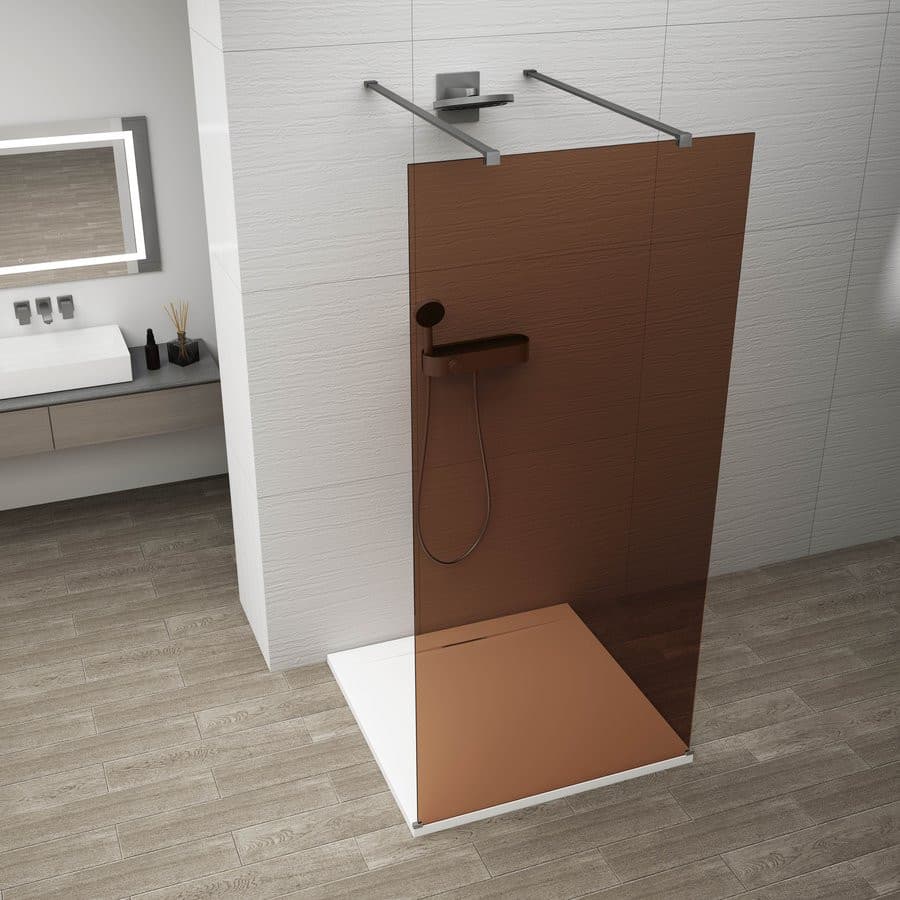 ESCA GUN METAL jednoczęściowa kabina przysznicowa Walk-In, szklo Marron, 1000 mm