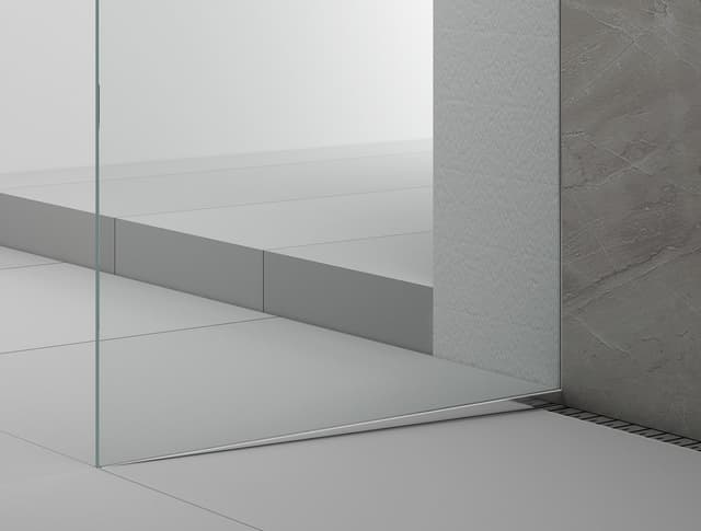 ARCHITEX zestaw do mocowania szkła podłoga-ściana-sufit z listwą spadkową, 1615x2600mm, lewy, polerowany aluminium