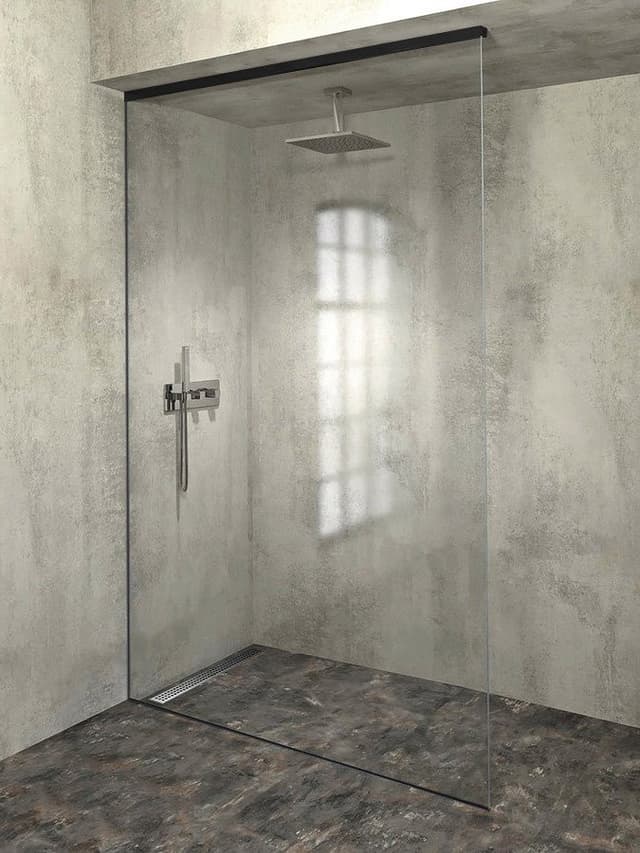 ARCHITEX zestaw do mocowania szkła podłoga-ściana-sufit z listwą spadkową, 1615x2600mm, lewy, czarny mat