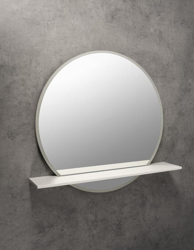 VISO okrągłe lustro z oświetleniem LED, ø 70cm, półką, biały mat