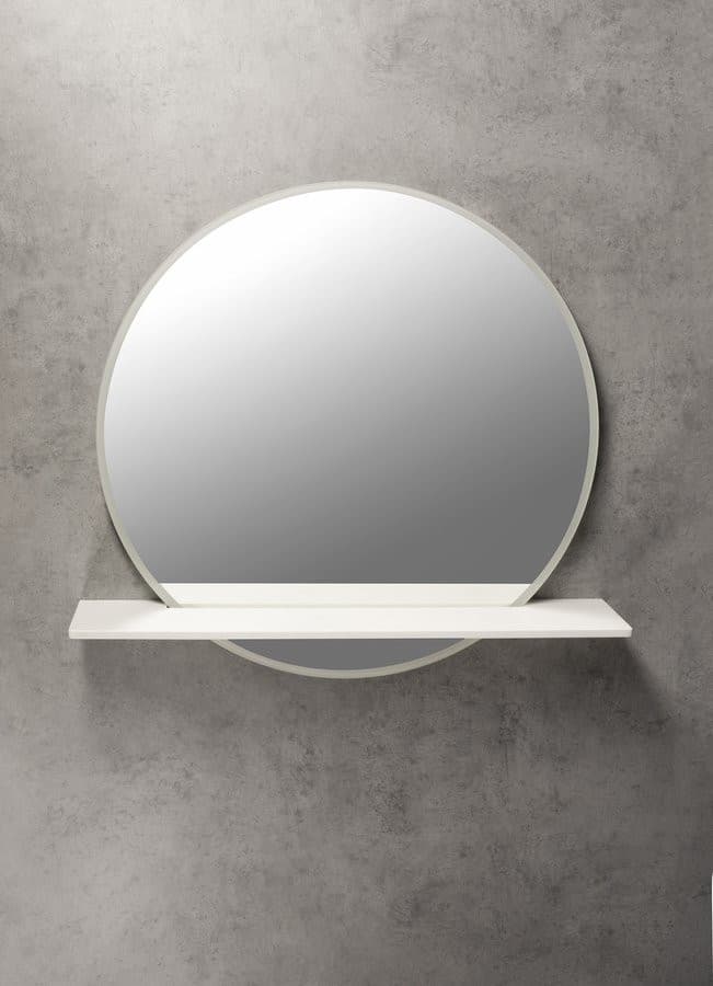 VISO okrągłe lustro z oświetleniem LED, ø 70cm, półką, biały mat