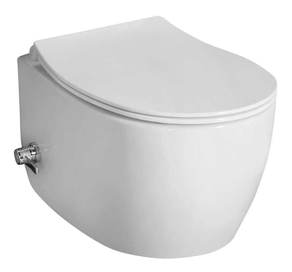 SENTIMENTI CLEANWASH WC wiszące, z dyszą bidetową i zaworem, Rimless, 36x51cm, biały