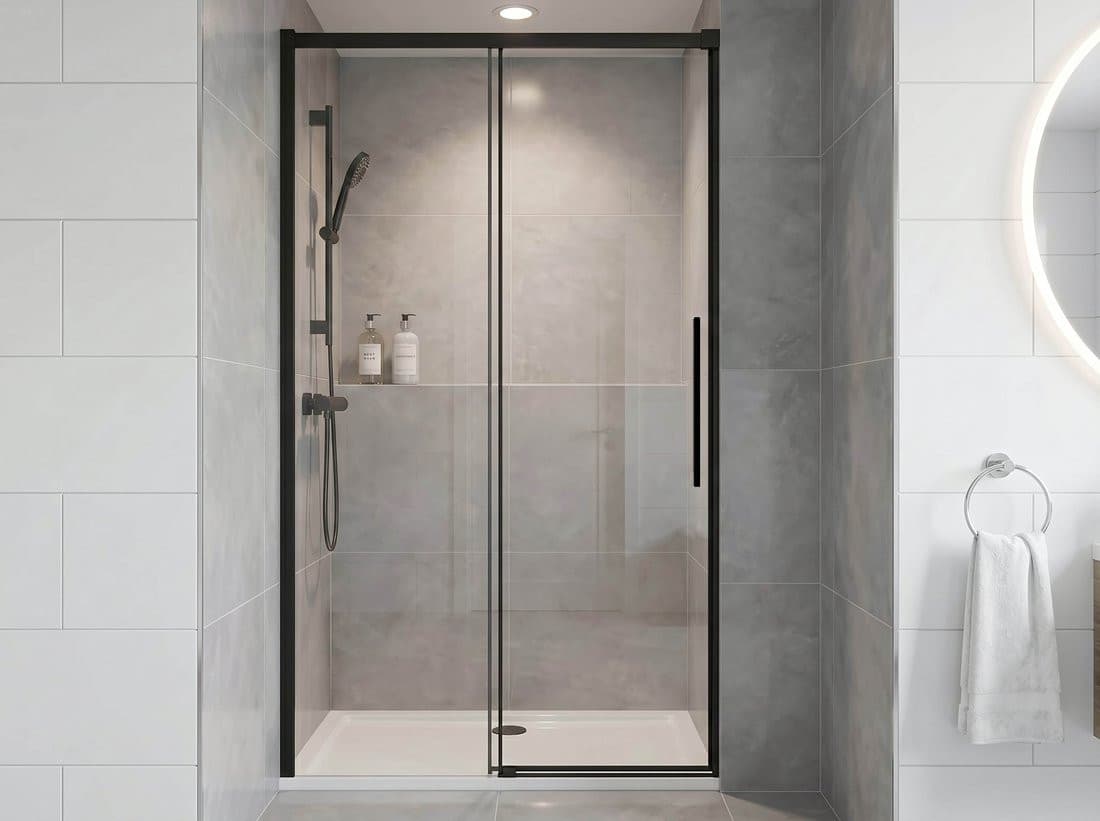 LUXOR BLACK drzwi prysznicowe 1100mm, szkło czyste
