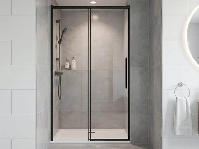 LUXOR BLACK drzwi prysznicowe 1200mm, szkło czyste