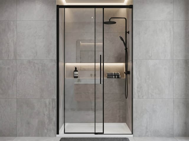 LUXOR BLACK drzwi prysznicowe 1200mm, szkło czyste